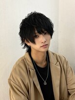 プログレスプラス ☆メンズ!真っ黒髪!束感カット!軽量マッシュウルフ!外ハネ☆