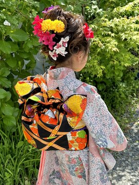 ピエスヘア(PIE'CE HAIR) 静岡/清水 七五三7歳ヘアセット 手結び帯着付