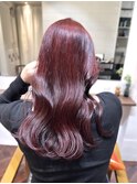 【白石】ブリーチなしワインレッド暖色赤髪原宿