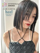 大人かわいい/20代30代/小顔ひし形/ボブ/切りっぱなしボブ