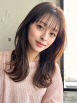 美髪ハイライトカラーセミディ艶感似合わせカットうるツヤ