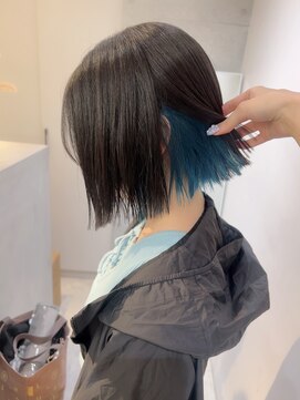 サンド 池袋(sand) 推しカラー/インナーカラー/ターコイズブルー/池袋駅/ボブ