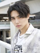 エイド 本店(aid)&nbsp;シャドウパーマ黒髪センターパート縦落ちニュアンスパーマ