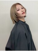 ミルクティーブロンド/ワンホンレイヤーカット/横浜