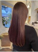 うる艶美髪 透明感カラーチェリーピンクロングヘア梅ヶ丘美容室