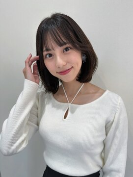 シェノン 夙川(CHAINON) 前髪パーマ/レイヤーロング/黒髪グレーベージュ/20代30代40代