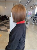 20代30代大人可愛い小顔ミニボブモカブラウン