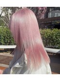6788ベビーピンク艶髪ハイトーンカラーホワイトピンク韓国ロング