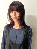 ワインレッド ブリーチなしカラー 暖色カラー レイヤーカット
