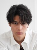 渋谷波巻きスパイラルパーマシャドウパーマメンズセンターパート