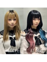 エクステ専門店あるじゃんすー 柏店 ピンク＆ブルー#シールエクステ#ワイドバング#イメチェン#柏