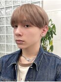 韓国メンズアッシュグレージュカラーシースルーマッシュシルバー