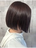 ラベンダーベージュ 切りっぱなしボブ 深みカラー 髪質改善