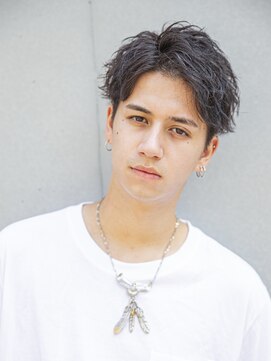 シティ(CITY) フェザーパーマブルーブラックサーフカールスパイキーショート