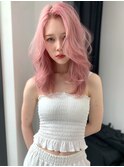 ハイトーンピンク ブリーチカラー レイヤーカット 20代 10代