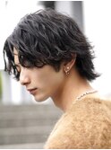 波巻きパーマメンズマッシュセンターパートスパイラルパーマ韓国