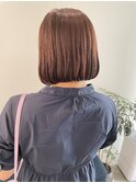 切りっぱなしボブ　オレンジベージュ　丸みボブ