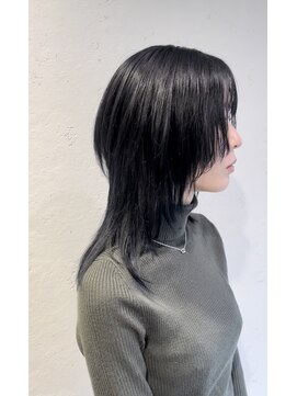エヌプラス(N+) 黒髪グラデヘアーオリーブグレー小顔に見せるヘアココアベージュ