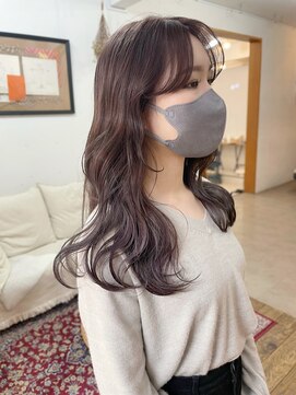 ハニーシブヤ(HONEY shibuya) ラベンダーシルキーベージュロング顔周りレイヤー大人可愛い