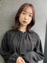 フレーム 博多店(FRAME)&nbsp;ブリーチ無しカラーピンク韓国風くびれミディアム【福岡/博多】