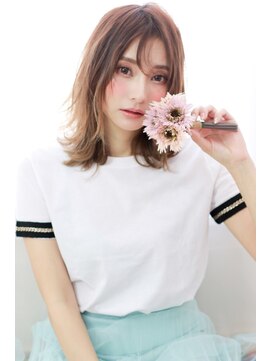 ラフィス ヘアー ロブ 福山駅家店(La fith hair lov.) 【La fith】ミルクティアッシュ×くせ毛風ふわミディ