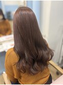 ピンクブラウンベージュブリーチなし透明感暖色カラー