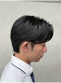 メンズセンターパートニュアンスパーマアップバング