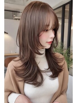 ケシキ 表参道 原宿(kesiki.) ミディアムレイヤー顔周りレイヤーハッシュカット韓国へア