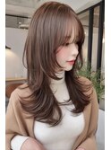 ミディアムレイヤー顔周りレイヤーハッシュカット韓国へア