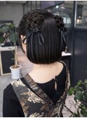 おくれ毛グレージュ韓国ヘアミディアムボブ_ba586071