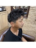 アップバング フレンチカジュアル アッシュブラック