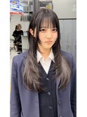 顔まわりカット/レイヤーカット/韓国/ロングセミディ/グレージュ