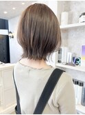 福山市美容室Caary切りっぱなしレイヤーボブくすみブラウン