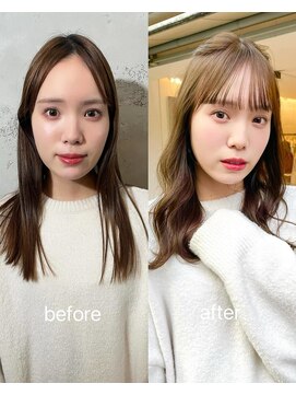 ノラ ヘアーサロン(NORA HAIR SALON) ナチュラル小顔前髪あり後れ毛サイドバング結べるボブくびれヘア