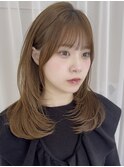 マロンベージュ韓国風ザクザクレイヤーカット20代30代40代