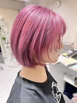 ステラ ヘア デザイン サロン(STELLA hair design salon)&nbsp;レイヤーボブ　ハッシュカット　ハイトーンピンク　【杉若】