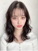 無造作パーマ大人ミディアムアッシュブラウン透明感20代30代40代