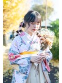ツイン編みおろしヘア
