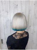ホワイトカラー裾オーシャンブルー