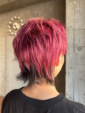 ヘアーアンドメイク ファット(Hair&Make PHAT) 20代30代40代ハイトーンショートウルフ☆チェリーピンク