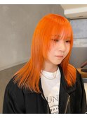 オレンジ/レイヤー/顔まわり/シャギー