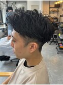 波巻きパーマメンズパーマメンズヘアツーブロックツイストパーマ