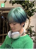 メンズハイトーンエンドカラールーツカラーシースルーマッシュ