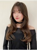 韓国ヘアロングレイヤーカットサイドバングMI-40