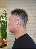 50代60代×ツーブロックカーリー×パーマ