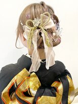 卒業式 成人式 振袖 袴 着付け ヘアセット 金箔 水引 シニヨン