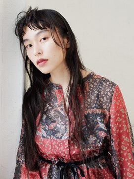 アース 三軒茶屋店(HAIR&MAKE EARTH) 三軒茶屋_レディース_ロング_黒髪_ショートバング_オン眉_カット