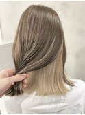 《Mimosa》インナーカラー×グレージュ×切りっぱなしボブ