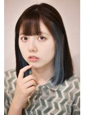 インナーカラー優しいブルー