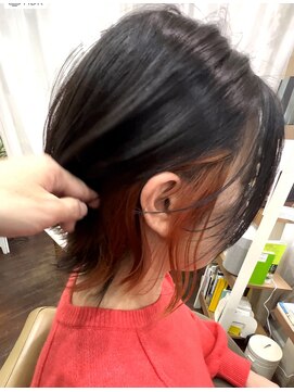 ヘアカフェ コトノハ(hair cafe Kotonoha) 【コトノハ】オレンジ系インナーカラーアプリコットオレンジ